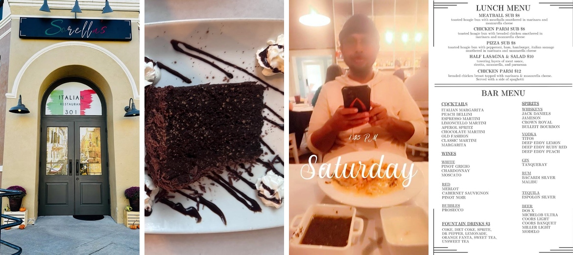 Sorella's Menu