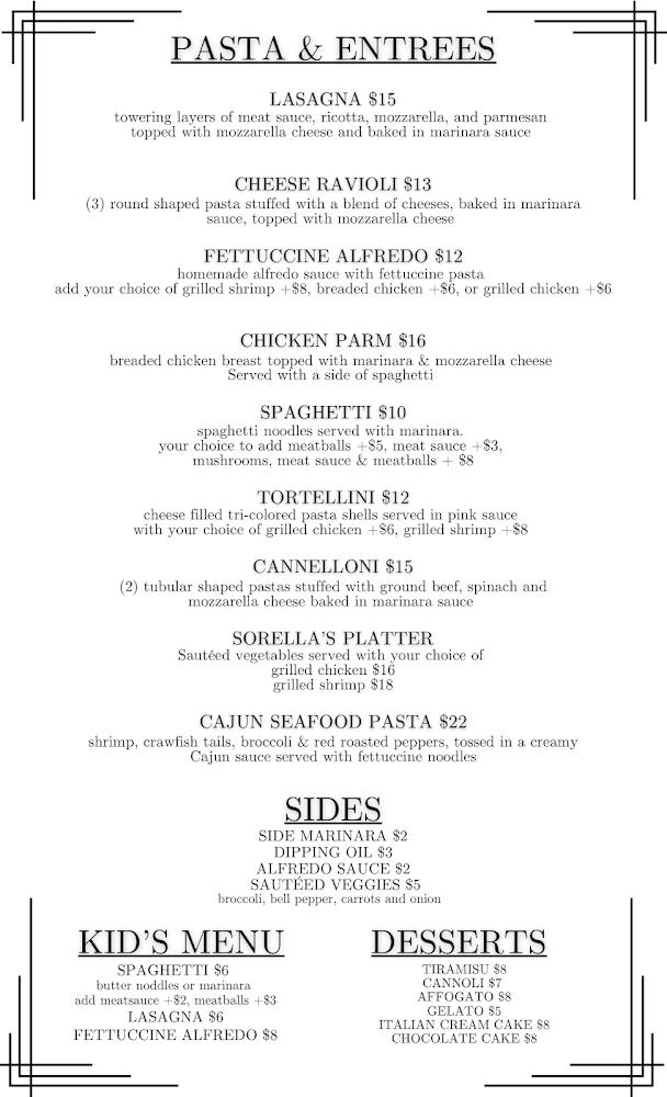 Sorella's Menu image 2
